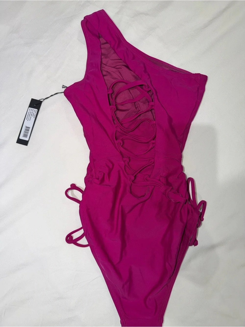 NWT TA3 One Shoulder Sidey Keyhole Swimsuit Shapewear One Piece Berry XS